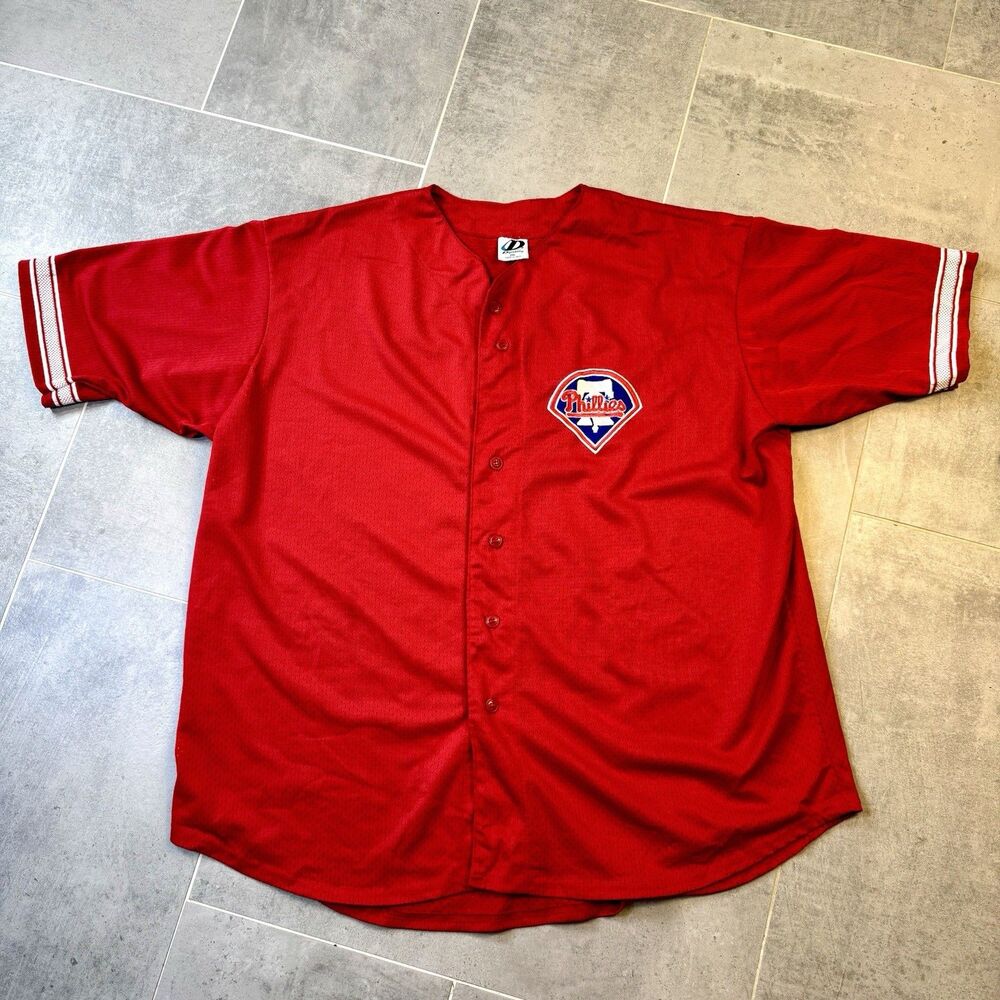 Vintage Phillies Dynasty Jersey 2XL Red MLB 90s Embroidered Patch